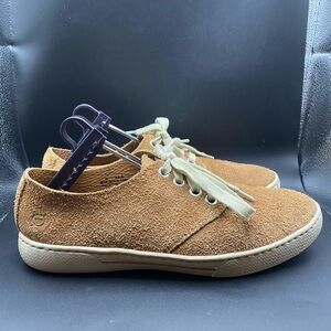 Born Shoes Mens 9 EU 42.5 Brown Leather Comfort Lace Up Low Top Sneakers